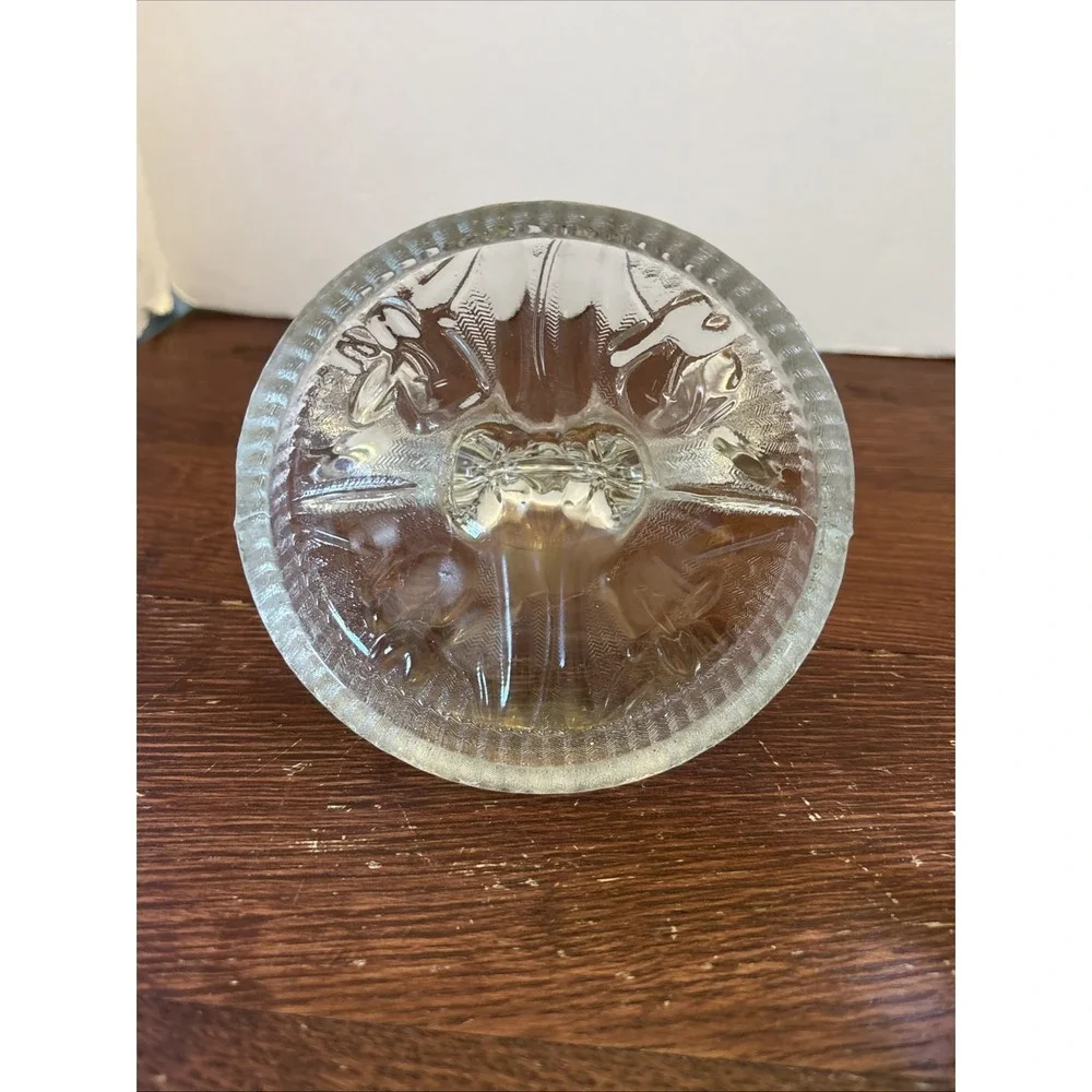 Jeanette Glass Iris and Herringbone‎ Set of 2 Double Candlestick Holders Vintage